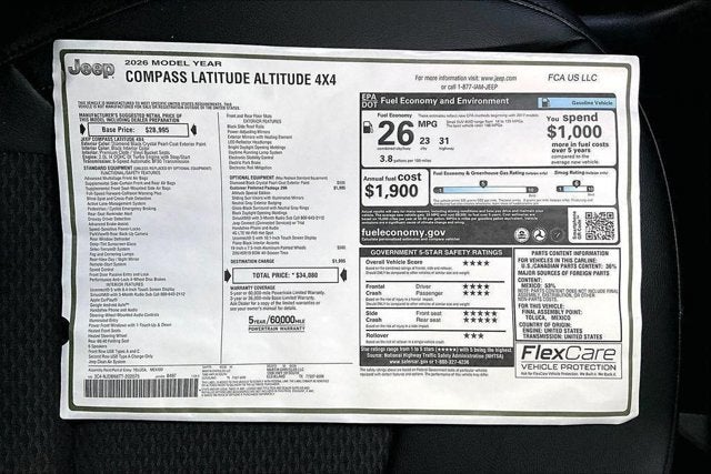 2026 Jeep Compass COMPASS LATITUDE ALTITUDE 4X4