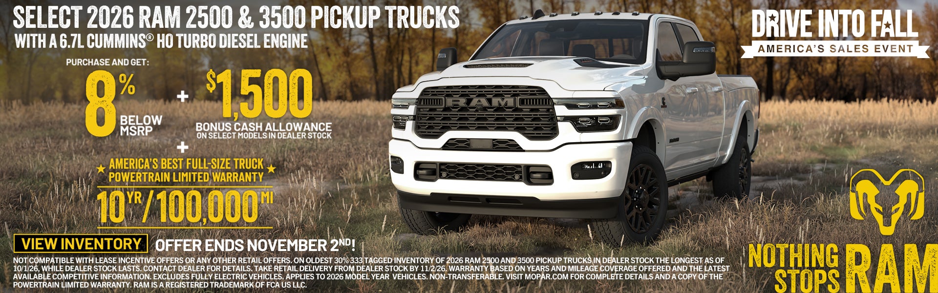 white pickup truck in a field.